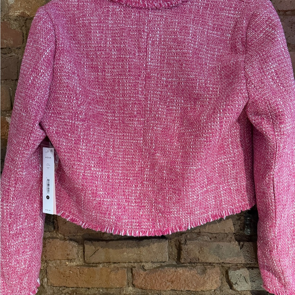 Aqua Pink Tweed Blazer with Notched Lapel - Picture 4 of 4